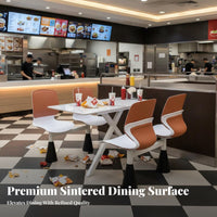 Cafeteria Table with Attached Seats Space-Saving 4-Seater Dining Unit Easy to Clean 6-Seater Fast Dining Table for Students, Employees, School