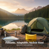 extra-slim Flat-Folding Stool Space-Saving foldable Stool Lightweight Portable Seating Built-in grip for journeyers, Commuters, journey, Camping, Commuting, Hiking