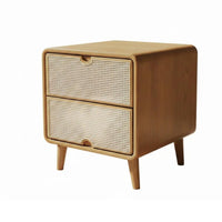 Rattan accent Nightstand Japanese rustic aesthetic artistic Wicker Front End Table for Students