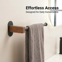 Bathroom Towel Storage and Rack Wall Mounted for Washroom, Minimalist Black Walnut Wooden with Bar for Homeowners