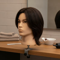 Versatile Mannequin Head with Human Hair Long-Lasting Hair Styling Training Head Lifelike Hairdressing Practice Mannequin Professional-Grade for Hairdressers
