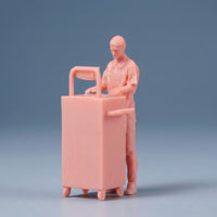 Miniature Figure with Equipment Stand Unpainted Automotive Worker Figures Resin Diorama Figure