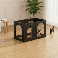 6 Pieces Translucent Modular Pet Fence Interlocking Pet Enclosure with Door Indoor Dog Pen with Doors Multi-Panel for Young Dogs, Living Room, Apartment
