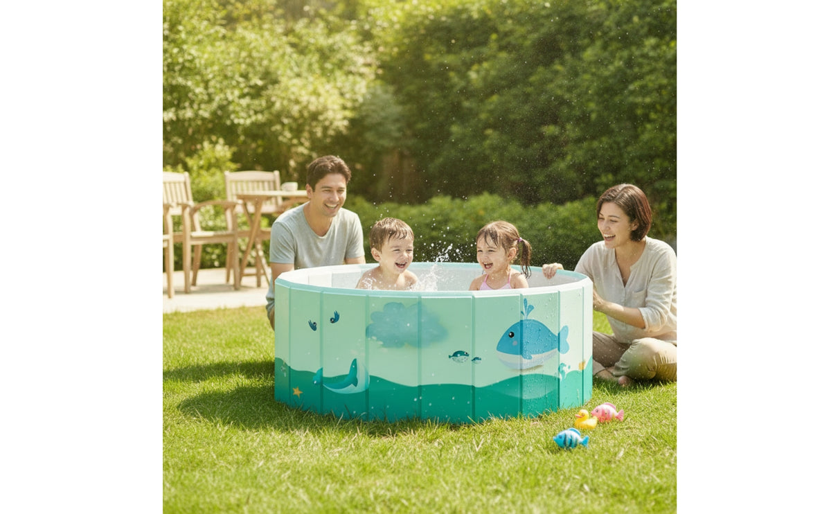 Portable Kids Pool Ocean-Themed Foldable Pool Folding Compact for Toddlers, Families, Backyard, Garden