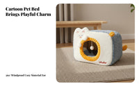 Windproof Warm Cat Nest Cute Design Enclosed Cat Bed Removable Cushion for Kittens, Small Dog Owners, Winter, Indoors, Bedroom