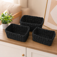 Nordic Style Storage Basket Set of 3, Fabric Small Items Organizer, 25/22.5/19/17cm