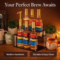 Coffee Syrup Organizer Rack, 2 Tier Clear Acrylic Bottle Kitchen Organization for Bar, Countertop