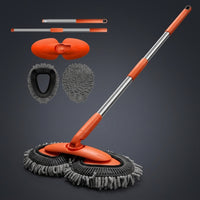 Cleaning Brush for Car Exterior Cleaning with Extendable Handle, Car Cleaning Brush with Two Soft Brush Mop Heads, Washing Brush for SUV, Mop