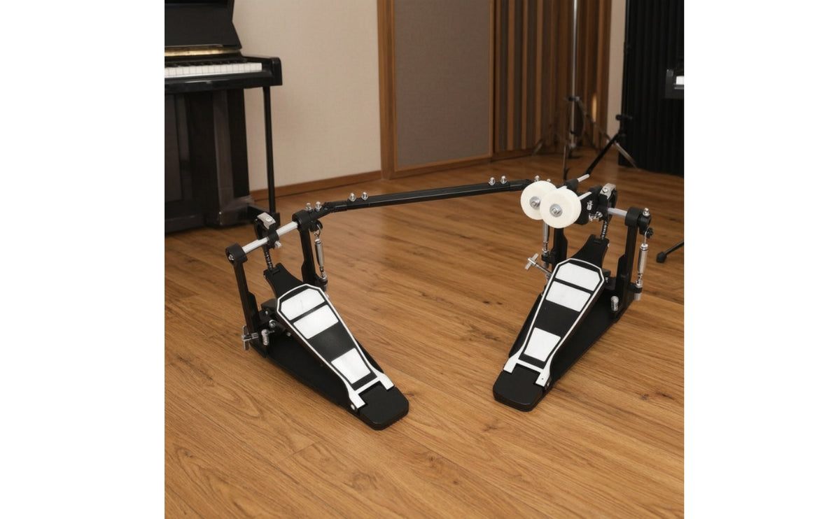 Double Bass Drum Pedal Low-Profile Double Kick Pedal Heavy Duty Hardware for Drummers, Home Studio
