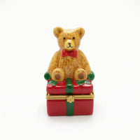 Hand-Painted Jewelry Box with Figurine Lid Decorative Ceramic Jewelry Box Glossy Collectible for Collectors