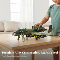 Warplane Warthog Attack Jet Toy Alloy Body Pull-Back Airplane with Lights and Sound Highly Detailed Warplane Warthog Model for Kids, Display