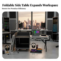 Lockable Casters Portable Audio Rack Case with Table Heavy-Duty Construction Rolling Mixer Stand Workstation Universal Design DJ Equipment Road Case for DJs, Sound Engineers, Musicians, Stage, Live Events, Touring