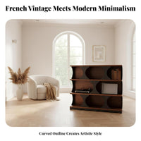 Multi-Tier Shelving Unit Thickened Shelves 3-Tier Shelf with Curved Dividers High Stability Semi-Hidden Compartments for Bedroom