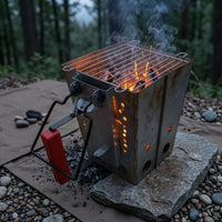 Steel Charcoal Fire Starter Furnace Ventilated Foldable Charcoal Chimney Starter Heat-Resistant Grip for Barbecue