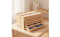 Inlay Cabinet with Drawers Educational Geometric Demonstration Tray Wooden Furniture for Teachers, Homeschool