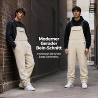 Men's Solid Color Lambswool Adjustable Strap Overalls Jumpsuit