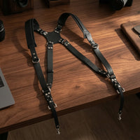 Leather Camera Harness Adjustable Double Camera Harness Heavy Duty Wear-Resistant for Photographers, Outdoor Photography, Travel