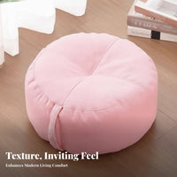 Minimalist Design Upholstered Round Pouf Soft material Cover Upholstered Round Ottoman Multi-Functional Small Stool space-efficient Size for Apartment Dwellers, homeowners, Children, Living Room, Balcony, Bedroom, Entryway