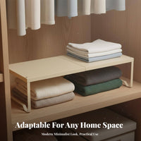 Extendable Design Wardrobe Shelf Divider Space Saving Carbon Steel Organizer Shelf Tool-No-Tools-Needed Assembly for Adults, Bedroom