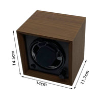 Wooden Single Watch Winder with LED Light Compact Automatic Watch Winder with LED Light Ultra-Quiet Silent for Display Shelf, Bedside Table, Office Desk