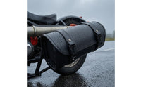Waterproof Motorcycle Hanging Bag Leather-Look Roll-Top Motorcycle Bag No-Hole Mount Buckle Straps
