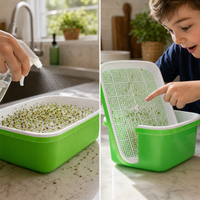 Hydroponic Seed Sprouter Tray Kit for Home Gardening, Bean Sprout Growing System