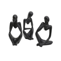 3 Pieces Abstract Figurines Modern Meditating Statues Decorative for Desk