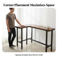 L-Shaped Bar Table Minimalist Design Corner High Desk Modern Design Solid Wood Balcony Table for Couples, Adults, Living Room, Kitchen