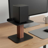 Wooden Desktop Speaker Wooden Base Finish Computer Speaker Holder Space-Saving for Office