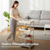 Mobile Design three-tier Rolling Organizer Built-in Tablet Holder Storage Trolley Multi-Functional Utility trolley Easy to Move for Students, Office Workers, residents, Living Room, Kitchen, Bedroom, Bathroom