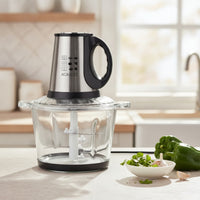 800W Food Processor with Glass Bowl Long-Lasting Electric Food Chopper Powerful Chopper with Glass Bowl Compact for Kitchen