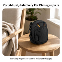 Compact Crossbody Camera Bag Detachable Strap Padded Camera Bag Black Photo Gear Storage Textured Material