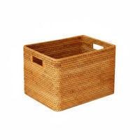 Woven Rattan Basket Multi-Purpose Rectangular Wicker Storage Container
