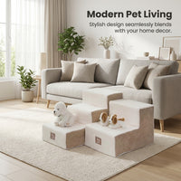 Pet Dogs, 3-Layer Structure Dog Steps for Bed, Anti-Slip Designs Gentle Slope, Small Dogs Cats Climbing Aid, Orange - Compressed Packaging