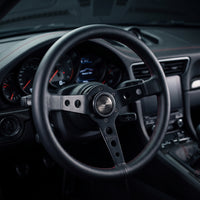 Leather-Wrapped Racing Steering Wheel 3-Spoke Universal Steering Wheel 350mm Comfortable for Car Enthusiasts
