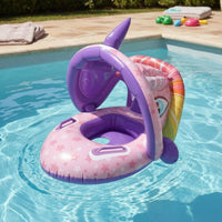 Stable Seat Design Canopy Baby Buoyant Float Skin-Friendly Inflatable Sun Shade Buoyant Float Superior Buoyancy Dinosaur Swim Float UPF 50+ for Babies, Toddlers, Kids, Pool, Beach