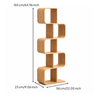 S-Shaped Storage Shelf Compact Bamboo Storage Rack Slim for Small Areas