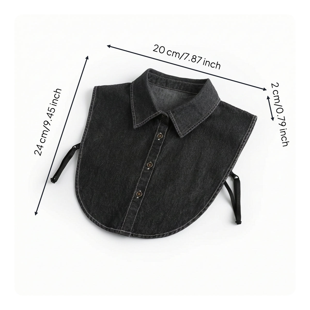 Detachable Dickey Collar Denim Detachable Collar Half Shirt Button-down Pointed for Women, Layering, Office