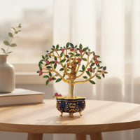 Peaches Tree with Golden Simian-Tone Peaches Tree Ornament Enamel-Style Sculpture for Homeowners, Entryway Table