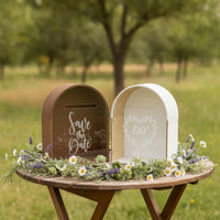 Arched Wedding Card Box Wood-Grain Wedding Card Holder Spacious Stylish for Newlyweds