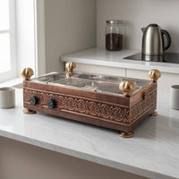 Turkish Coffee Burner Embossed Coffee Burner Copper Cezve Set Traditional Design Cooking Appliance Food-Safe Tin Tin-Plated