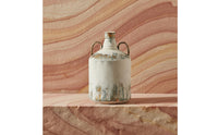 Vintage Patina Planter Vintage Style Rustic Vase Textured Surface Aged Ceramic Jar for Tabletop