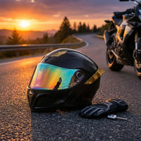 Carbon-Fiber-Pattern Bluetooth Integrated Motorcycle Helmet Communication System Bluetooth Motorcycle Helmet Aerodynamic Tinted for Riders, Commuters, Touring, Commuting
