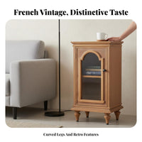 Wooden Nightstand with Glass Door centuryera Modern Design for Bedroom, Renters