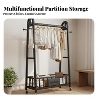Easy Installation Rolling Clothes Rack Minimalist Design Clothing Rack on Wheels Stable Structure Clothes Hanging Stand on Wheels Space Saving for Homeowners, Apartment Dwellers, Students, Bedroom, Balcony, Laundry Room, Entryway