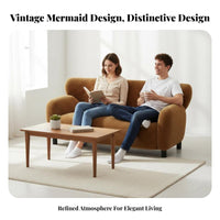 Mermaid Design 2-Seater Loveseat Vintage Aesthetic Scalloped rear Couch Designer Inspired Upholstered Settee Curved rearrest for Apartment Dwellers, Hospitality Business Owners, Interior Designers, Lounge Area, Boutique Hotel Lobby, Bedroom, Office