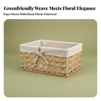 Woven Rectangular Container adaptable WovenDesign Aesthetic Container With Handles
