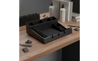 Large Capacity Salon Tool Holder Space Saving Barber Tool Organizer Tray Easy to Use Hair Clipper Storage Station Non-Slip Mat for Barbers, Pet Groomers, Barbershop