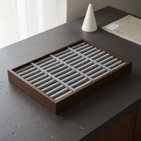 Wooden Jewelry Tray Black Walnut Finish Band Earring Necklace Holder Elegant Design Necklace Storage Tray for Dresser Top, Craft Fairs