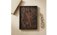 Leather-Edged Wood Tray Modern Rectangular Wooden Tray Decorative Serving Platter